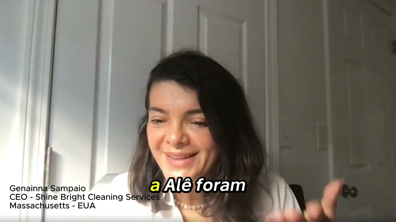 Genainna Sampaio, CEO da Shine Bright Cleaning Services, em vídeo de depoimento